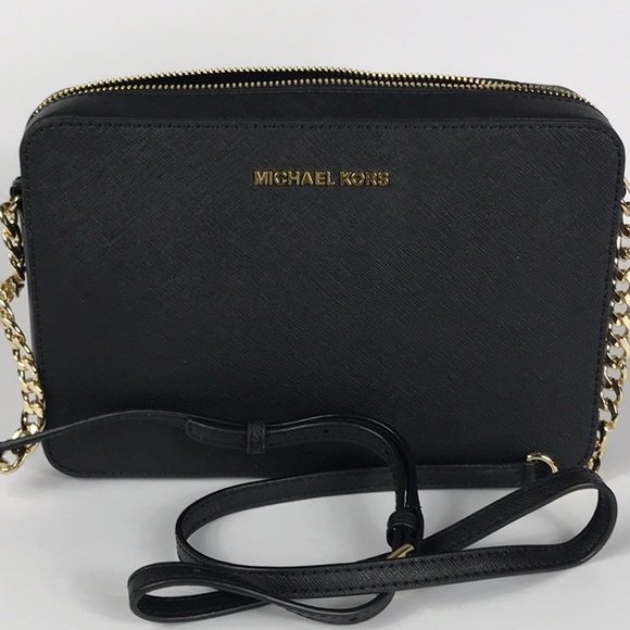 Michael Kors Lg Crossbody Black Leather Jet Set - Picture 2 of 8